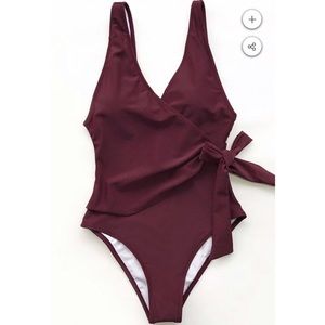 Wine red one piece bathing suit